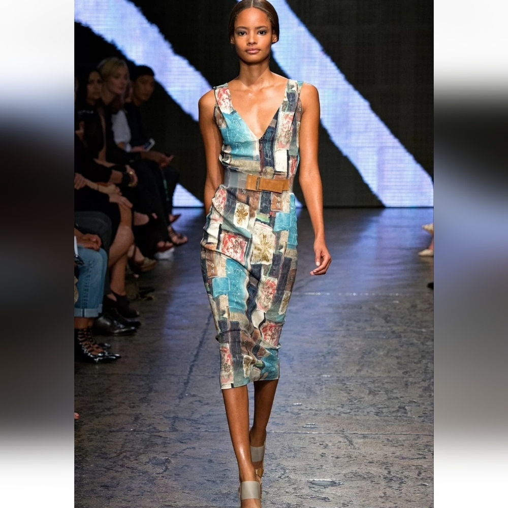 Donna Karan Patchwork Sleeveless Dress
